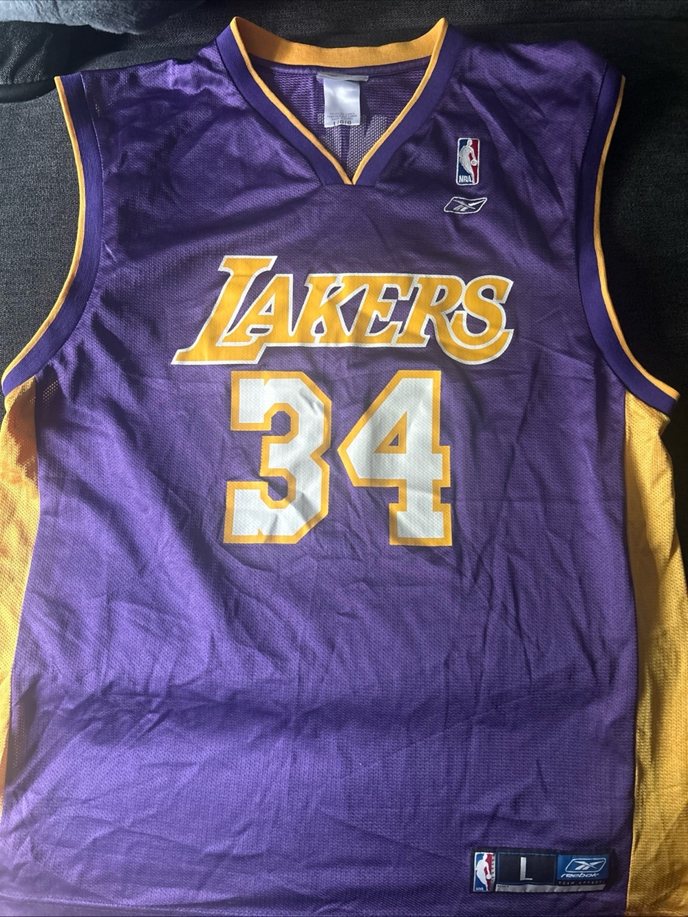 Vintage Reebok Shaq Shaquille O’Neal Los Angeles Lakers NBA Jersey Large Purple